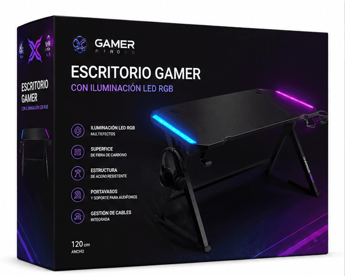 Escritorio Gamer con LED en caja