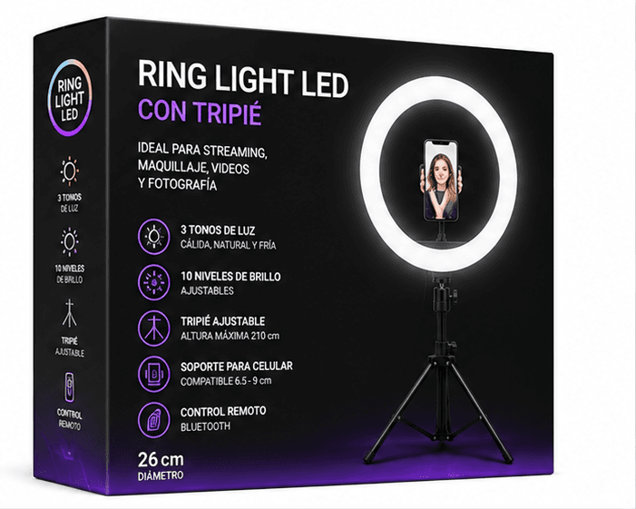 Ring Light LED con Tripie en caja