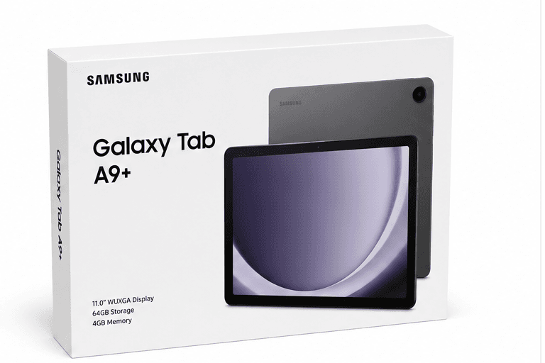 Samsung Galaxy Tab A9 Plus en caja