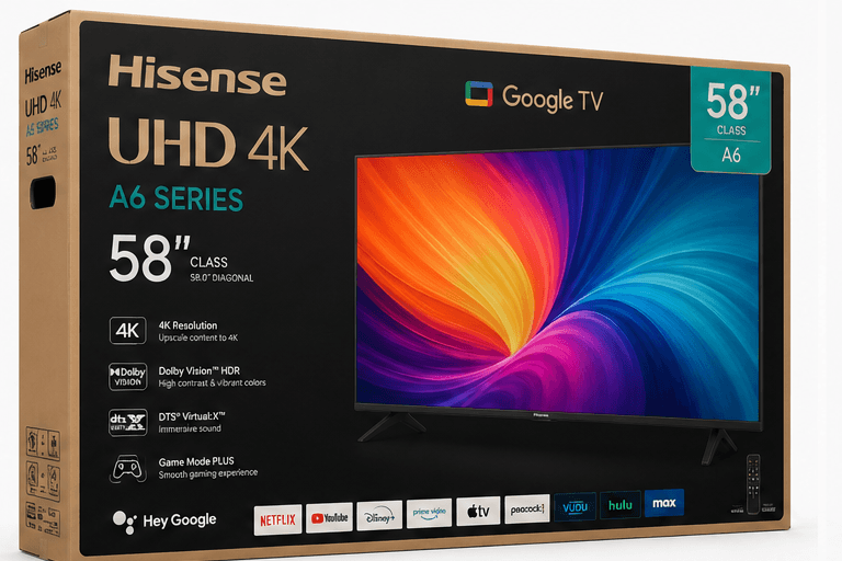 Smart TV Hisense 58 pulgadas 4K en caja